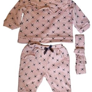 Nicole Miller Blush Pajama Set with Bow Print